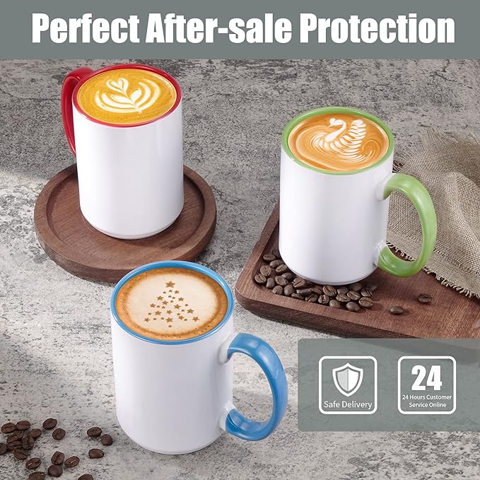 TANGLONG 12PCS 15oz Sublimation coffee Mugs - 6 Assorted Colors-with Box | Heat Sensitive Coffee Mugs for homemade gifts,Home ,Kitchen,office,casual dringking water,juice,milk,latte - Image 5