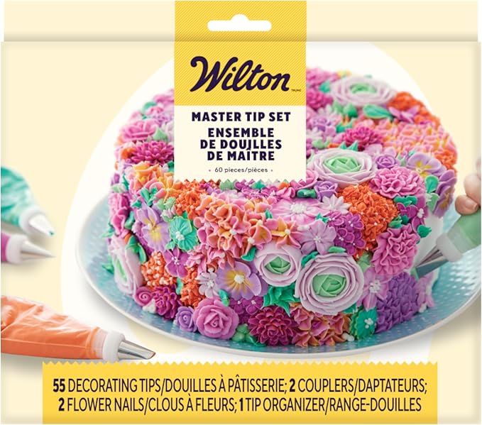 Wilton Master Cake Decorating Piping Tips Variety Set, Stainless Steel Cake & Cupcake Decorating Kit with Storage Case, 55 Piece