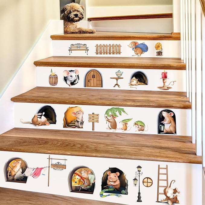 decalmile Mouse Hole Funny Animal Kitchen Dining Wall Decals Stickers - Image 3