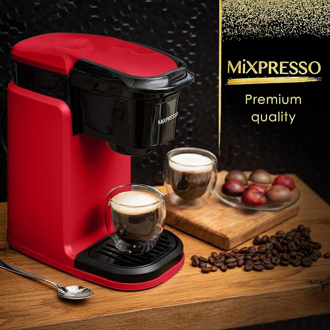 Mixpresso Single Serve Coffee Maker K Cup Coffee Maker for K Pods & Grounds | Compact 800W Red Coffee Machine with 12 Oz Water Tank, Fast Brew & Auto Shut-Off, Small Design for Travel, Office, RV & Dorm - Image 8