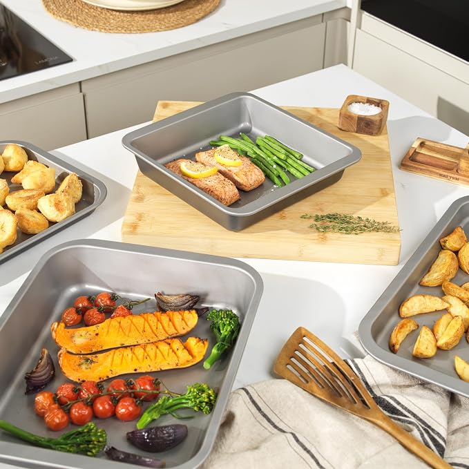 Salter Essentials Baking Tray 31 Cm, Carbon Steel Non Stick Oven Sheet | Rectangular pan shape, Pfoa Free coating, Dishwasher Safe, Even heat distribution, Suitable For Pastries Cookies - Image 5