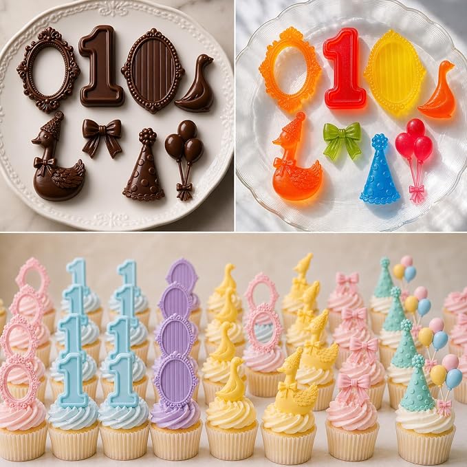 One Silly Goose Birthday Chocolate Fondant Molds Silicone, First Birthday | Silicone Chocolate Candy Mould, for Baby Shower Party 1st Birthday, Cake, Cupcake Decorations, Kitchen Crafts Baking Supplies - Image 8