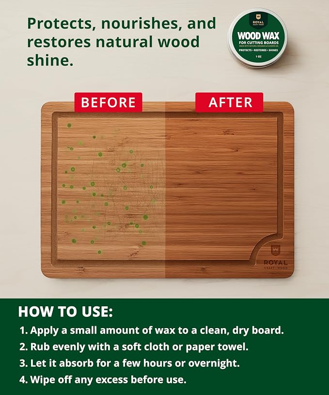 ROYAL CRAFT WOOD Wooden Cutting Boards for Kitchen Meal Prep & Serving - Bamboo Wood Serving Board Set with Deep Juice Groove Side Handles - Charcuterie & Chopping Butcher Block for Meat - Image 7