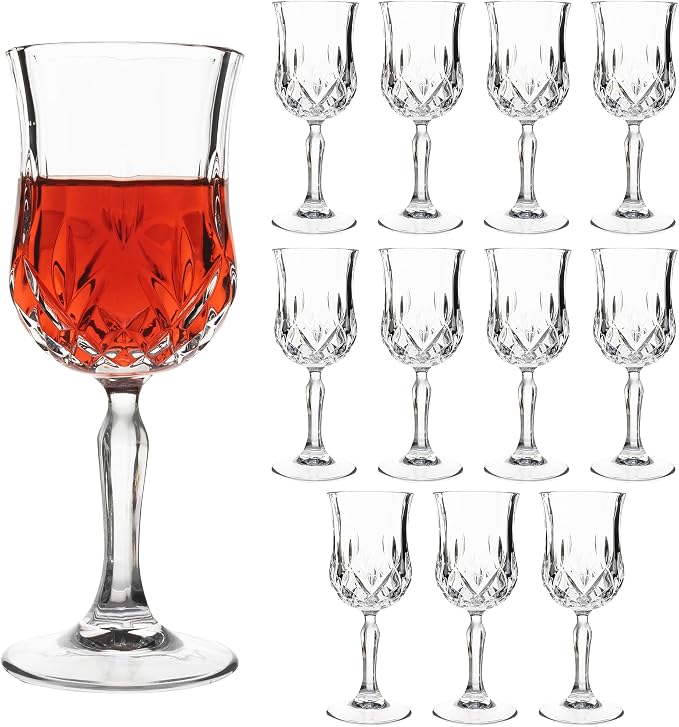 UMEIED 12 Pack 7.2oz Wine Glasses, Small Stemware for Red Wine, Port, Sherry, Dessert Wine, Crystal Clear Classic Glass Goblets Elegant Glassware for Restaurants, Bars, Home Use by UMEIED