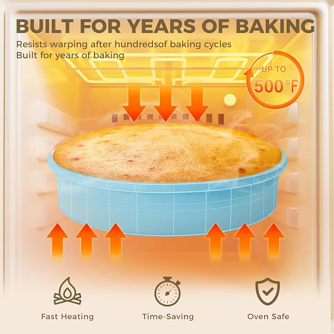 Ceramic Nonstick 9” Round Cake Pans, Heavy-Duty Aluminized Steel | Non-Toxic 9 Inch Round Cake with Diamond Texture, Cake Pans 9 Inch Round for Baking Cheesecake, Cream, 2-Pack - Image 3
