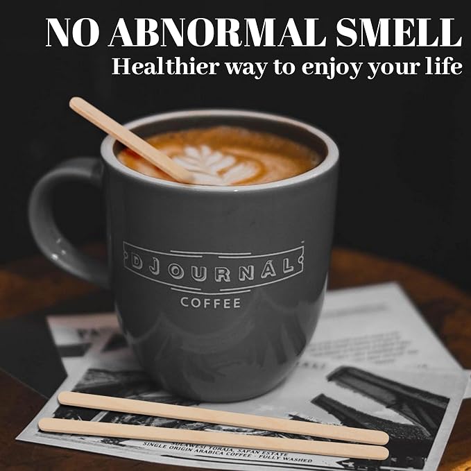 ANTETOK Wooden Coffee Stirrers - Coffee Stir Sticks 5.5 Inch,100pcs Disposable Swizzle Sticks,Swizzle Drink Sticks for Coffee,Tea,Cocktail and Hot Chocolate - Image 4