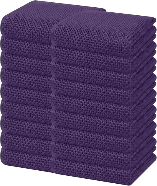 Homaxy 100% Cotton Waffle Weave Kitchen Dish Towels 18-Pack, Eggplant | 13 x 28 Inches, Ultra Soft Absorbent Dish Towels, Quick Drying Cleaning Towels by Homaxy
