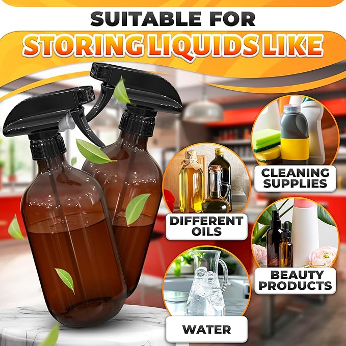 4 Pcs Spray Nozzle for Bottles - Spray Bottle Tops Replacement, Durable Plastic, Adjustable Length, 2 Spray Modes, Fits 8 Oz and 16 Oz Bottles, Good Sealable Fit for Home and Garden Use