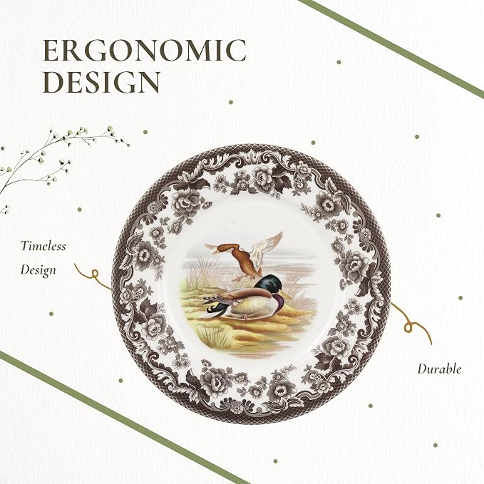 Spode – Woodland – Luncheon Plate – Mallard - Brown/White - Image 6