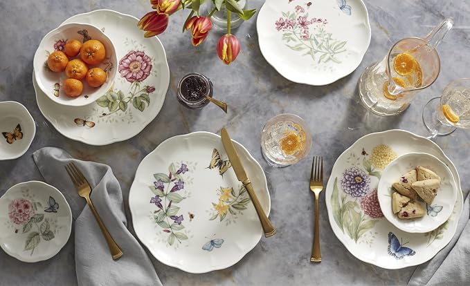 Lenox Dinnerware Set, Butterfly Meadow 28-Piece Set, Service For 4, Porcelain Plates With Scalloped Edges, Plates And Bowls Sets, Microwave Safe, Dishwasher Safe, Home & Kitchen (28 Piece, Assorted) - Image 8