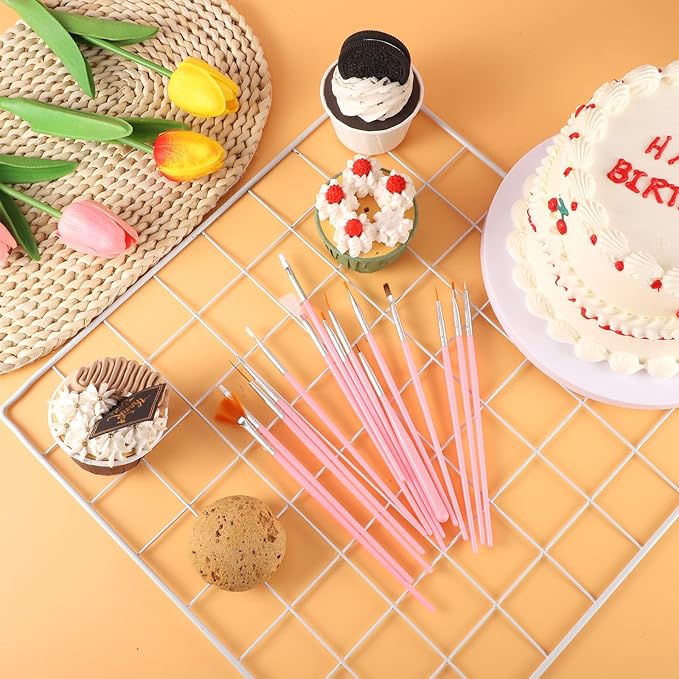30 Pcs Cake Painting Brushes, Cake Decorating Brushes Food Paint Brush Fondant Sugar DIY Tools Set Cake Decorating Tools Cookie Brushes Set Stocking Stuffers for Bakers