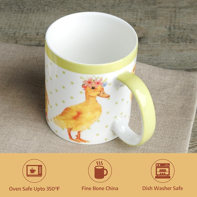Maison d' Hermine Coffee Mug with Handles Tea Cups (15 Ounce, Pack of 1) | Fine Bone China Coffee Mugs for Hot Beverages Cappuccino Latte Home Spring Summer -Ducklings In Spring - Happy Ducklings - Image 7