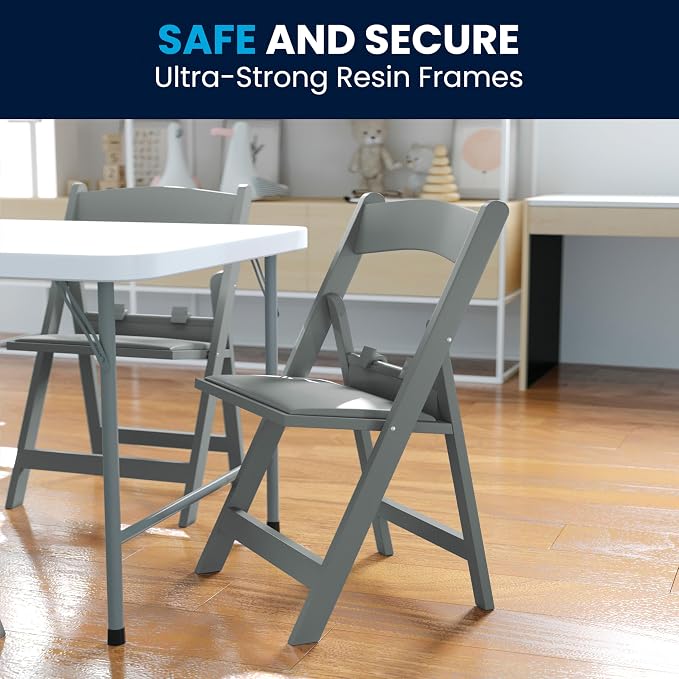 Flash Furniture Hercules Kids Resin Folding Chair, Gray | Vinyl Padded Seat, Lightweight, Indoor/Outdoor, HERCULES Series - Image 9