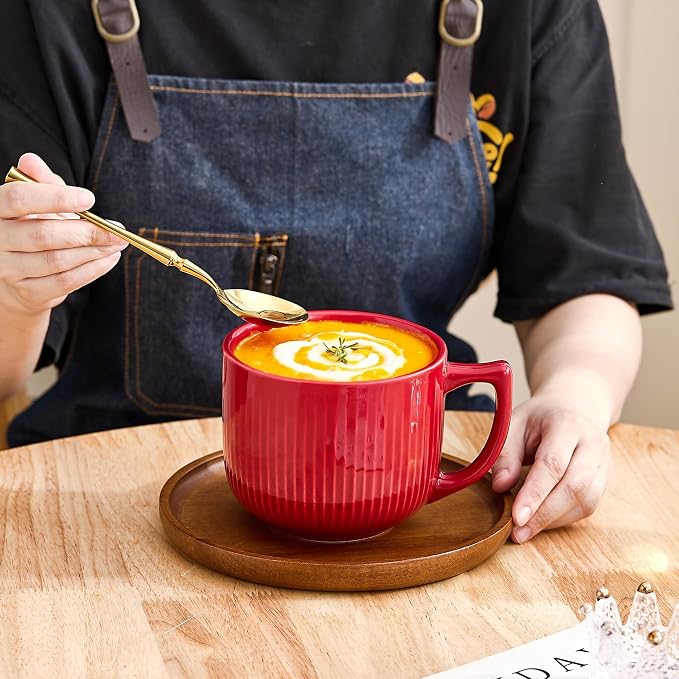 Ceramic Soup Bowl with Handle, 32oz Extra Large Mug Set of 2 | Large Soup Bowl for Ramen, Oatmeal, Cereal, Breakfast,Coffee, Porcelain Bowls with Handles, Dishwasher Safe, Holiday Gifts - Image 9