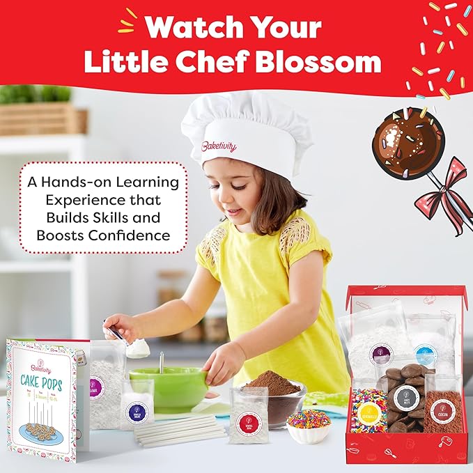 Baketivity Baking Kit Bundle – DIY Jumbo Yum&m Cookies & Delicious Cake Pops – Kids Baking Set with Pre-Measured Kosher Ingredients, Illustrated Recipes & Video Tutorials – Fun Activity for Ages 6-12+