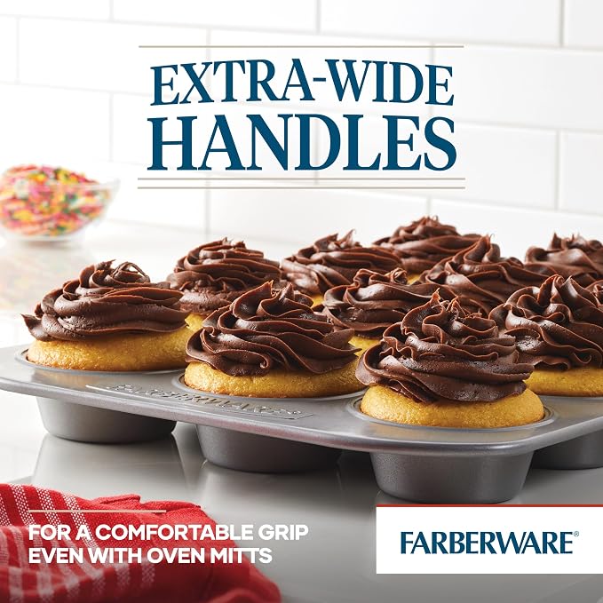 Farberware Bakeware Nonstick Muffin Pan, 12-Cup, Cupcake Baking Pan, Gray - Image 5