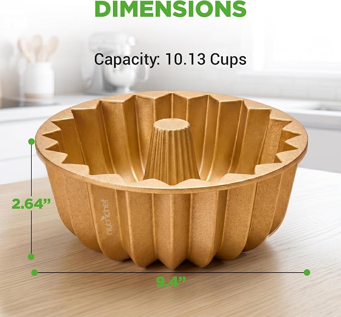 NutriChef Cake Pan - 10 Cups Die Cast Fluted Aluminum Cake Mold, Nonstick for Easy Release and Even Bake, Durable Design, Ideal for Desserts and Casseroles - Image 8
