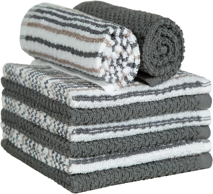 Bumble Dish Cloths 8-Pack, 100% Cotton Kitchen Towels, 12"x12" Grey | 430 GSM Soft Dish Towels for Kitchen, Highly Absorbent & Durable Kitchen Rags for Washing Dishes - Image 4