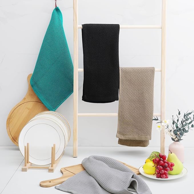 Homaxy 100% Cotton Waffle Weave Kitchen Dish Towels 24-Pack, Tan | 13 x 28 Inches, Ultra Soft Absorbent Dish Towels, Quick Drying Cleaning Towels - Image 6