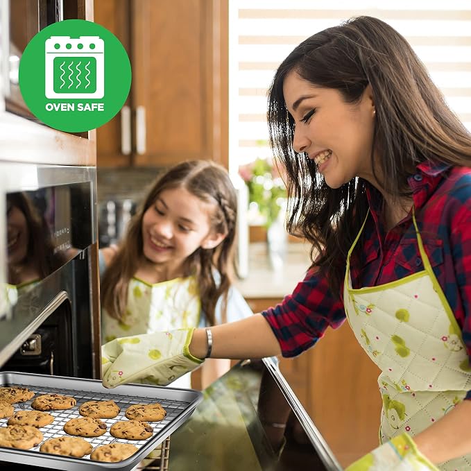 NutriChef Aluminum Baking Sheet w/ Cooling Rack - Thick & Durable Cookie Sheet Tray for Baking Pastries, Cookies, Bacon, & More - PFOS, PTFE, PFOA FREE, Dishwasher Safe (13" x 10") - Image 6