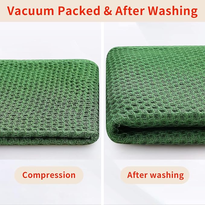 Homaxy 100% Cotton Waffle Weave Kitchen Dish Cloths 24-Pack, Grass Green | 12 x 12 Inches, Ultra Soft Absorbent Dish Towels, Quick Drying Dish Rags with Hanging Loop - Image 7