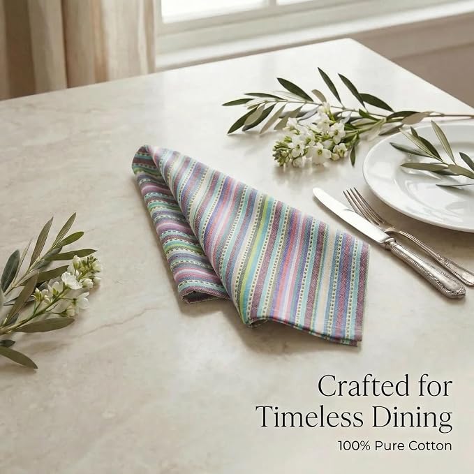 Urban Villa Cloth Napkins Cotton 20x20 (Set of 12) Multi Blue - Image 8