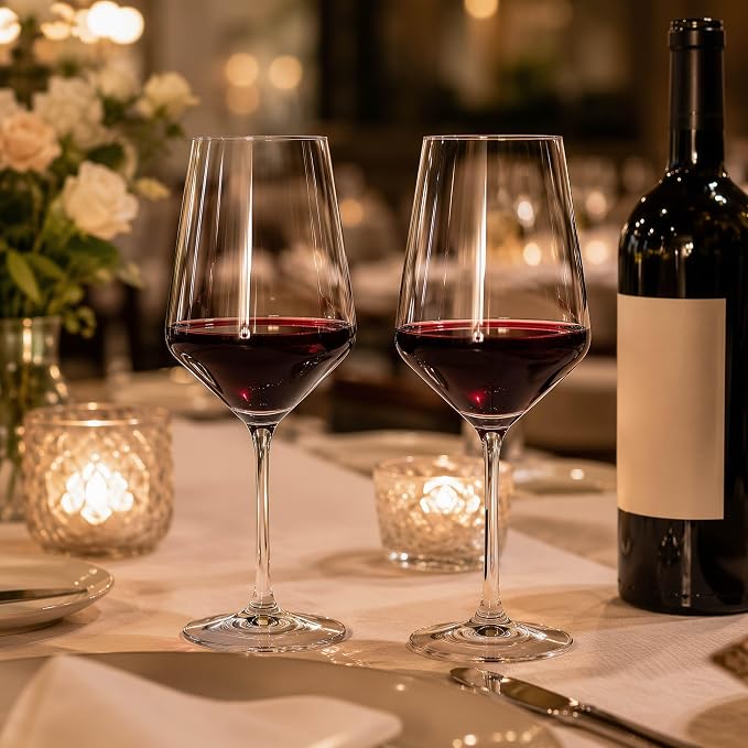 Wine Glasses Set of 4, 17 Ounce Hand Blown Crystal Stemmed Wine Glasses for Red and White Wine, Dishwasher Safe Glassware - Image 3