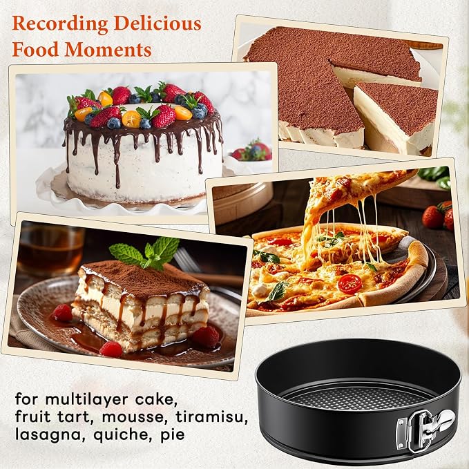 COOLMI 9 Inch Springform Pan, Nonstick Cheesecake Pan with Removable Bottom, Leakproof Pan for Baking Pie Cake Pizza and Quiches - Image 7