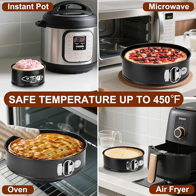 Springform Pan Set of 4, 4/7/9/10inch Cake Pan, Non-Stick Leak-Proof with Removable Bottom, Cheesecake Pan for Baking, Black - Image 4
