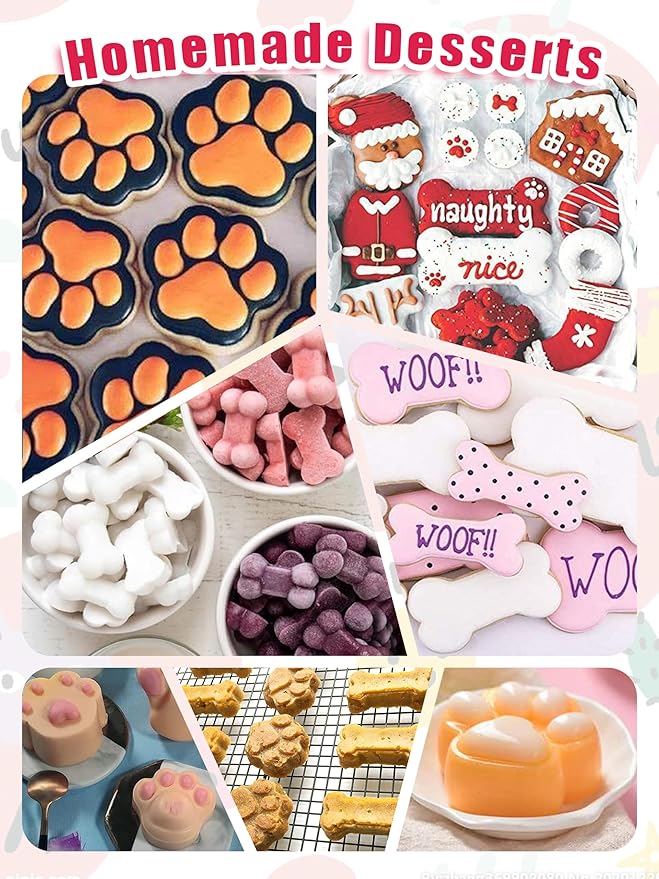 Homemade Silicone Dog Treat Molds - Dog Treat Cookie Cutters - Dog Treat CRecipes, Food Grade Silicone Molds for Candy and Dog Ice Cubs - Set of 15, Purple