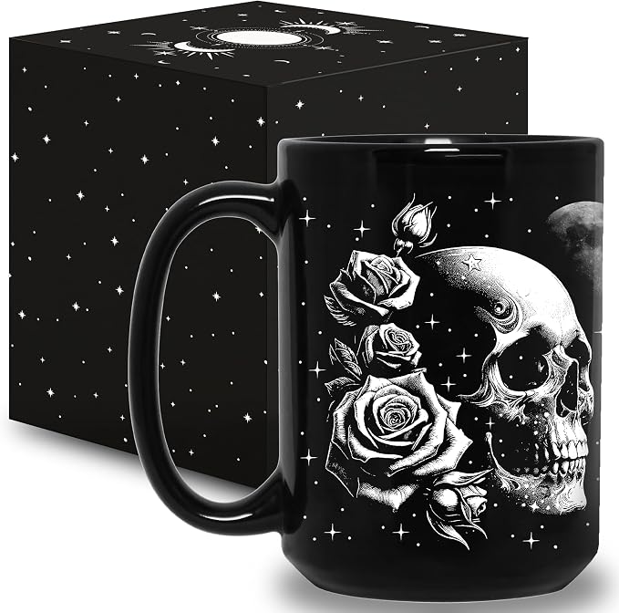 Skull Mug 15oz Goth Gift for Women - Christmas Mugs Witch Gifts for Women Skull Gifts for Men Unique - Gothic Coffee Mug - Witch, Goth Decor Christmas Cup With Skulls Cup Gothic Gift for Men, Dad, Mom by STARTERFLUID
