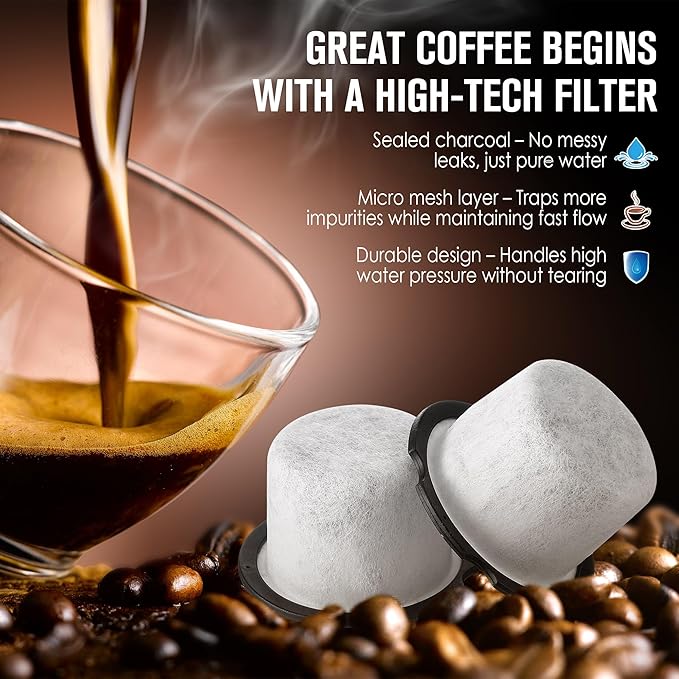 Qualirey 6 Pack Coffee Water Filter Replacement, Compatible with Café and GE Profile Grind & Brew Machine, Charcoal Coffee Filter Cartridges, Replacement for C7CGFLTR, Replace Every 3 Months