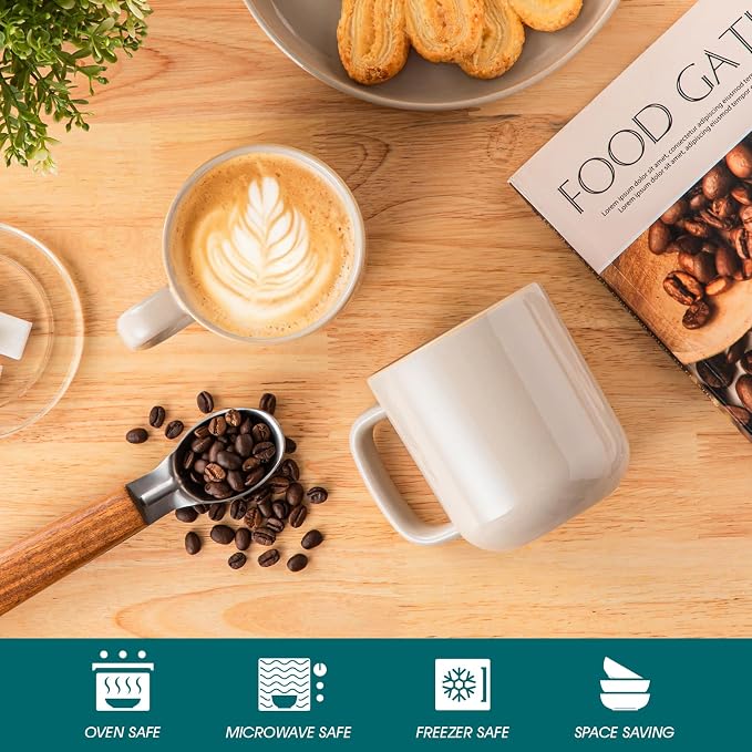 vancasso 16 oz Coffee Mugs Set of 6, Large Ceramic Mug with Handle, Unique Glaze Coffee Cups for Latte, Cappuccino & Hot Cocoa, Dishwasher & Microwave Safe, Gray, Series PLAYA - Image 4