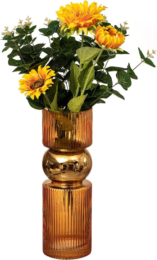 12-Inch Decorative Orange Tall Glass Vase - Modern Minimalist Decor for Parties, and Special Events - Perfect Centerpiece for Coffee Tables, Living Rooms, Dining Tables, Offices, and Farmhouse Decor by Uniquewise