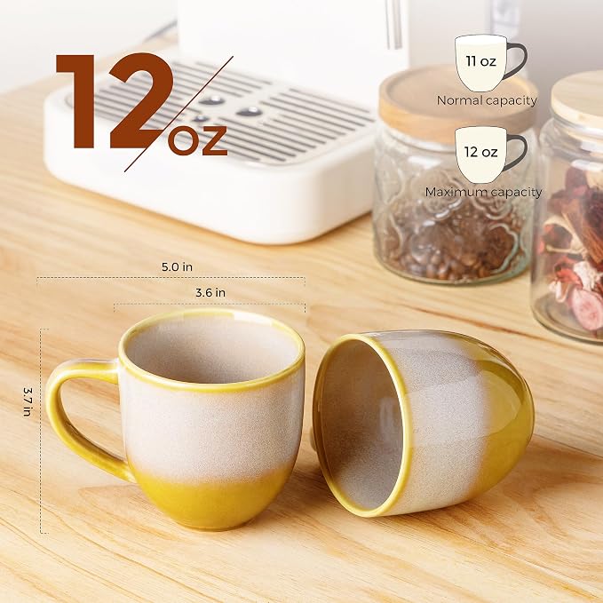 theterra Ceramic Coffee Mugs Set of 6, 12 oz Coffee Cups with Handle | Handmade, Suitable for Latte, Tea, Milk, Beer & Hot Cocoa, Autumn Haze - Image 2