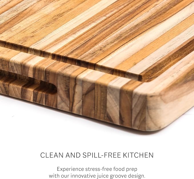 Teakhaus Carving Board with Juice Groove - Small (S) Teak Wood Cutting Board 16”L x 12”W x 1.5” Thick - Sustainably Harvested & FSC Certified - Knife Friendly with Beeswax Oil Finish - Image 9
