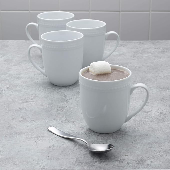Everyday White Beaded Set of 4 Mugs, 14 ounce - Image 7