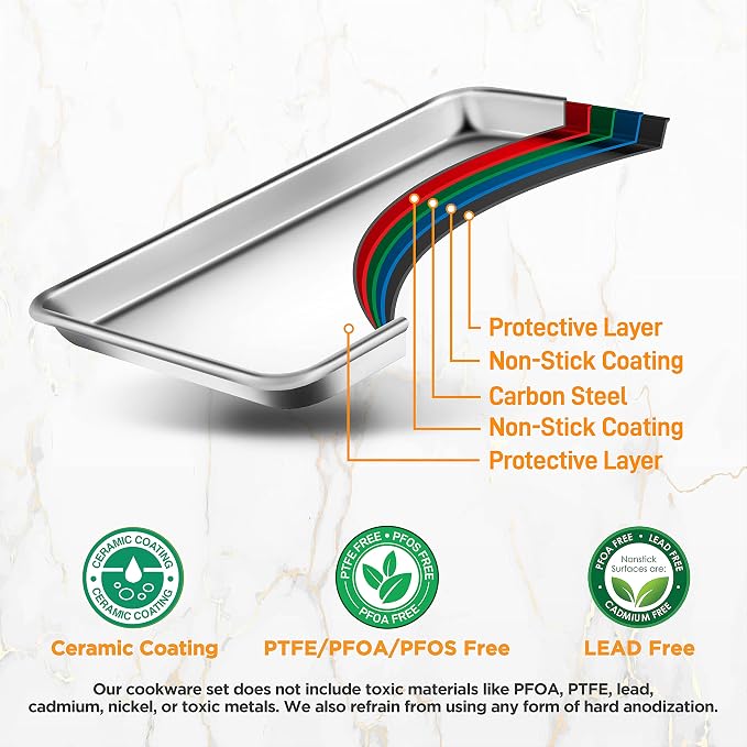 NutriChef Aluminum Baking Sheet w/ Cooling Rack - Thick & Durable Cookie Sheet Tray for Baking Pastries, Cookies, Bacon, & More - PFOS, PTFE, PFOA FREE, Dishwasher Safe (13" x 10") - Image 3