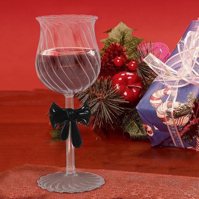 Glass Accent Collection Enhance to Goblet Glassware Celebration Elegant 300ml with Bow, Vintage Creative Preserve Wine Romantic Events Special Occasions - Image 5