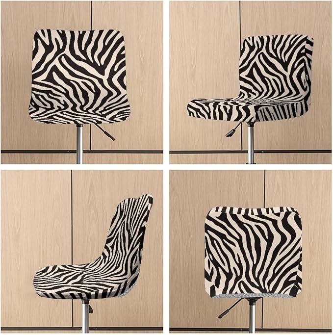 Zebra Stripes Print Bar Stool Chair Covers, 2 Pack Stretchable Non Slip Bar Stool Covers with Backs Decorative High Mid Low Swivel Barstool Covers Slipcovers - Image 6