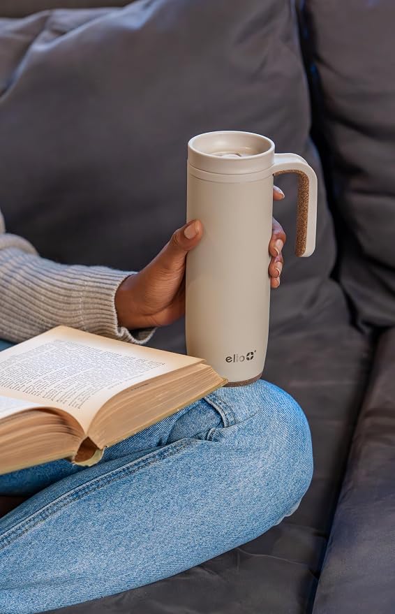 Ello Magnet 18oz Vacuum Insulated Stainless Steel Travel Mug with Side Handle and Leak-Proof Slider Lid and Built-in Coaster, Keeps Hot for 5 Hours, Perfect for Coffee or Tea, BPA-Free - Image 2