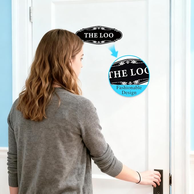The Loo Sign for Bathroom Decoration, Self-adhesive Funny Bathroom&Restroom Sticker Decor for House, Home,Office,Shop Door（Black） - Image 6