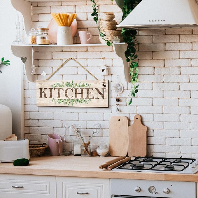 Kitchen Sign Wall Decor, Wooden Wall Art, Rustic Farmhouse Wall Hanging Plaque for Home Kitchen, 4.7 x 13.7 inches - Image 6