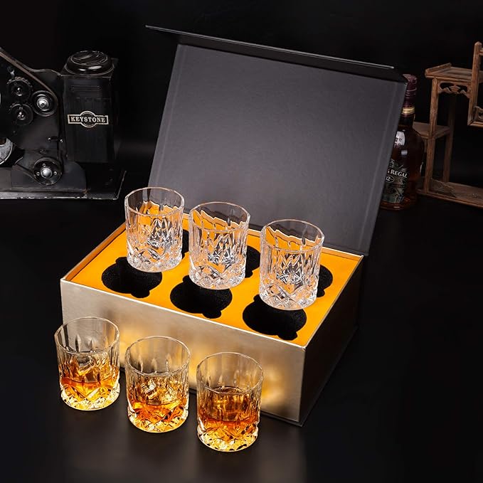 KANARS Whiskey Glasses Set of 6 with Elegant Gift Box for Liquor Scotch Rum | 10 Oz Premium Old Fashioned Crystal Glass Tumbler Bourbon Gifts for Birthday Thanksgiving Christmas Housewarming - Image 6