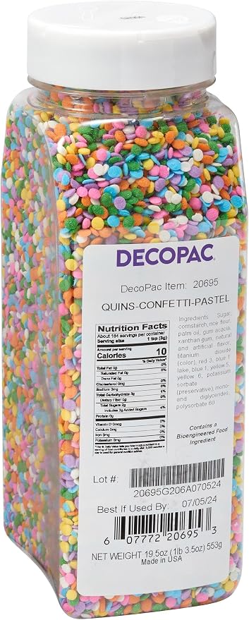 DECOPAC Quins Fancy Sprinkles, 19.5oz, Candy Sprinkles in Handheld Container, Edible Sprinkles For Celebration Cakes, Cupcakes, Cookies - Pastel Sequin Quins - Image 6