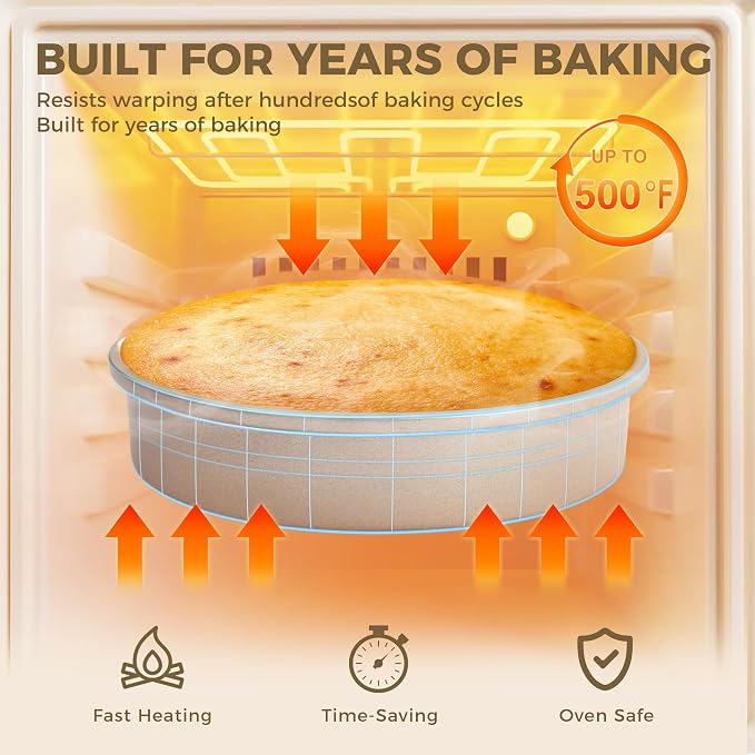 Ceramic Nonstick 9” Round Cake Pans, Heavy-Duty Aluminized Steel | Non-Toxic 9 Inch Round Cake with Diamond Texture, Cake Pans 9 Inch Round for Baking Cheesecake, Cream, 2-Pack - Image 3