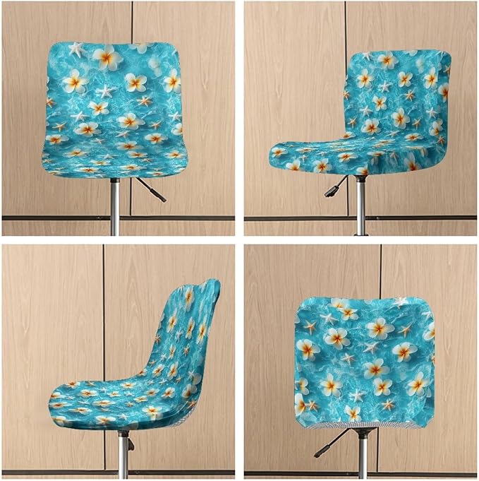 Sea Starfish Flower Soft Bar Stool Slipcovers Non Slip Waterproof Bar Stool Chair Covers with Elastic Band for Dining Room Chairs - Image 6