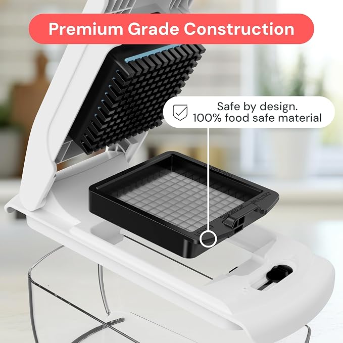 Fullstar Pro Original Vegetable Chopper & Mandoline Slicer Kitchen Gadget | 8 in 1 Veggie Slicer, Onion & Fruit Cutter with Sharp Stainless Steel Blades & Container, All-in-One Meal Prep Tool (White) - Image 5