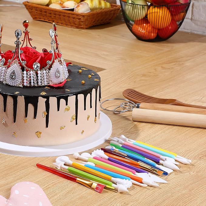 19 Pieces Cake Decorating Tools,Cookie Fondant Modeling Set,Marshmallow Sculpting Brush and Fondant Modeling Tools for DIY Cake Sugar Gum Paste Decorating Supplies