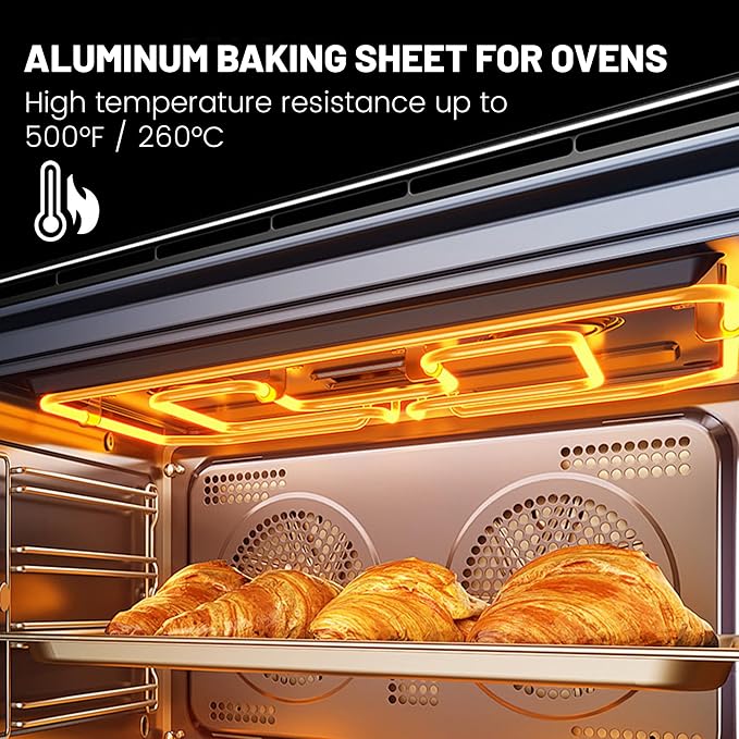 12 Pack Full Size Aluminum Baking Sheet Pan, 26 x 18 in | NSF, Aluminum Commercial Cookie Sheets, Non-Stick, Oven Safe Up to 500℉ - Image 5
